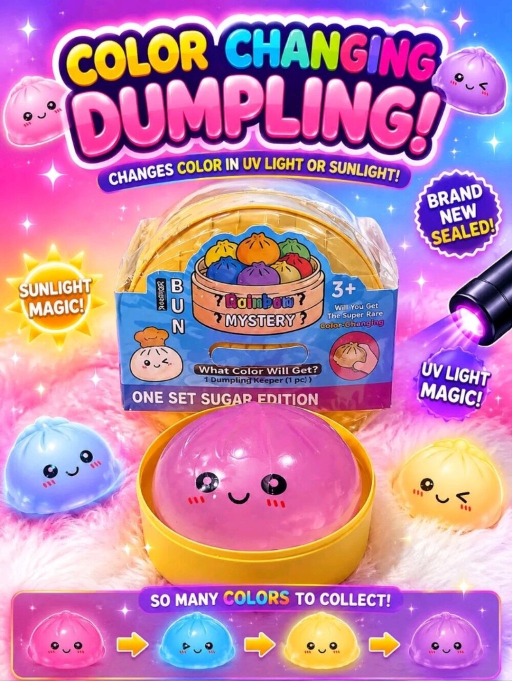 Color Changing Orbeez Filled Dumpling Squishy Toy (Qty 1) Mystery Color - Picture 1 of 3